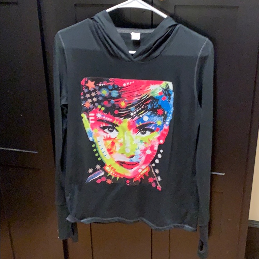 Audrey Hepburn Hooded Long sleeve Shirt